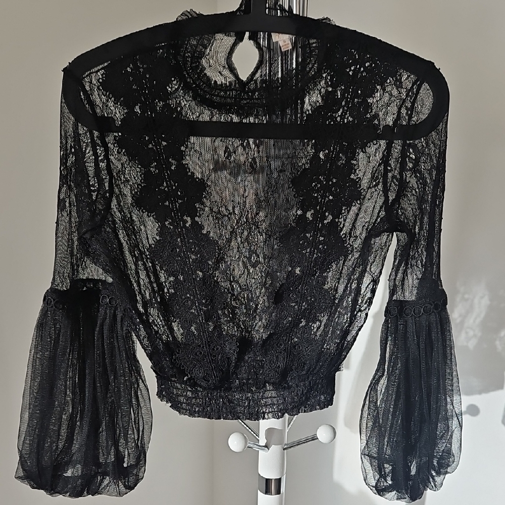 Elegant Black Lace Sheer Top